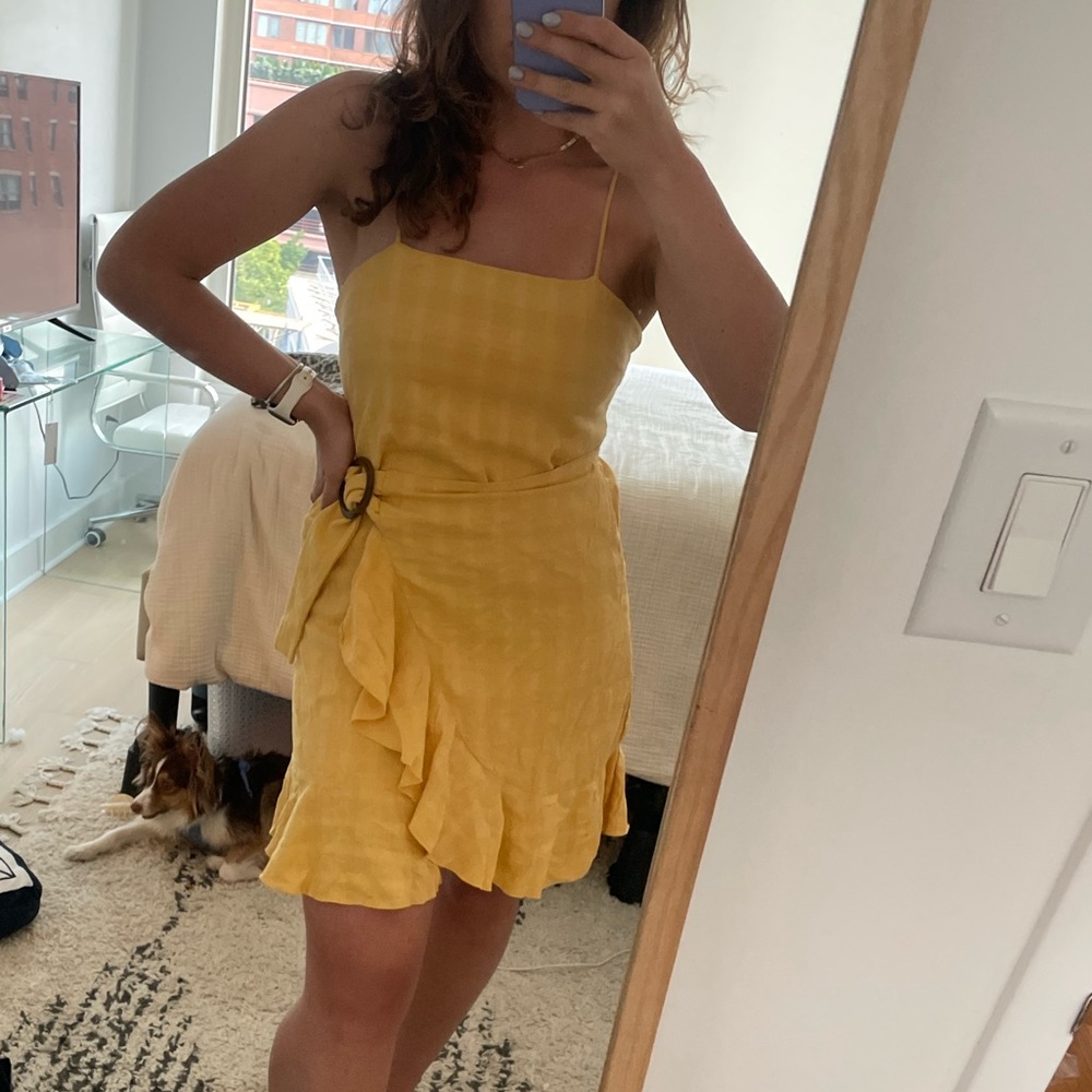 American Eagle butter yellow wrap sundress